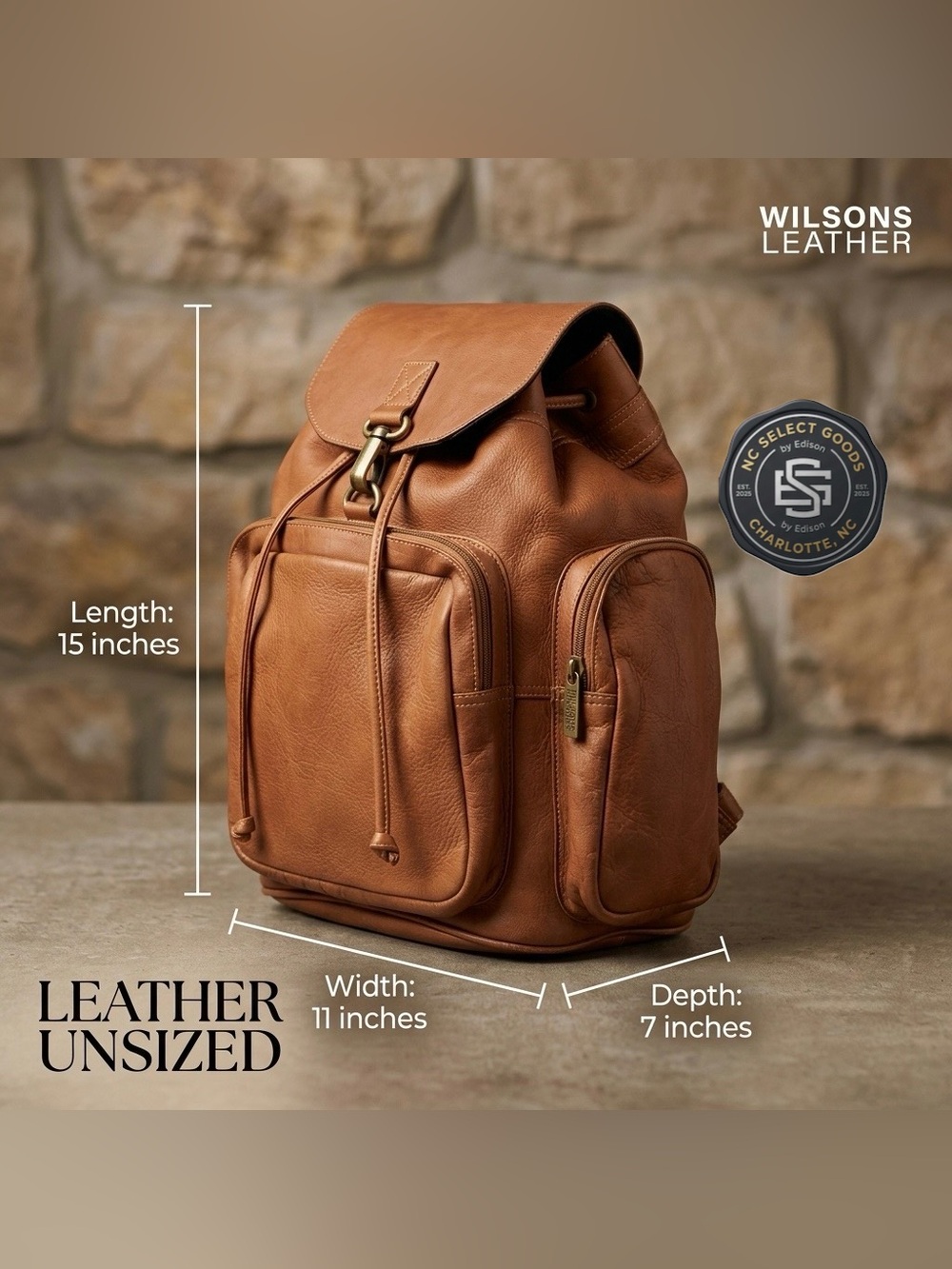 Wilsons Leather Backpack Rucksack Tan Brown Travel School Bookbag Unsized